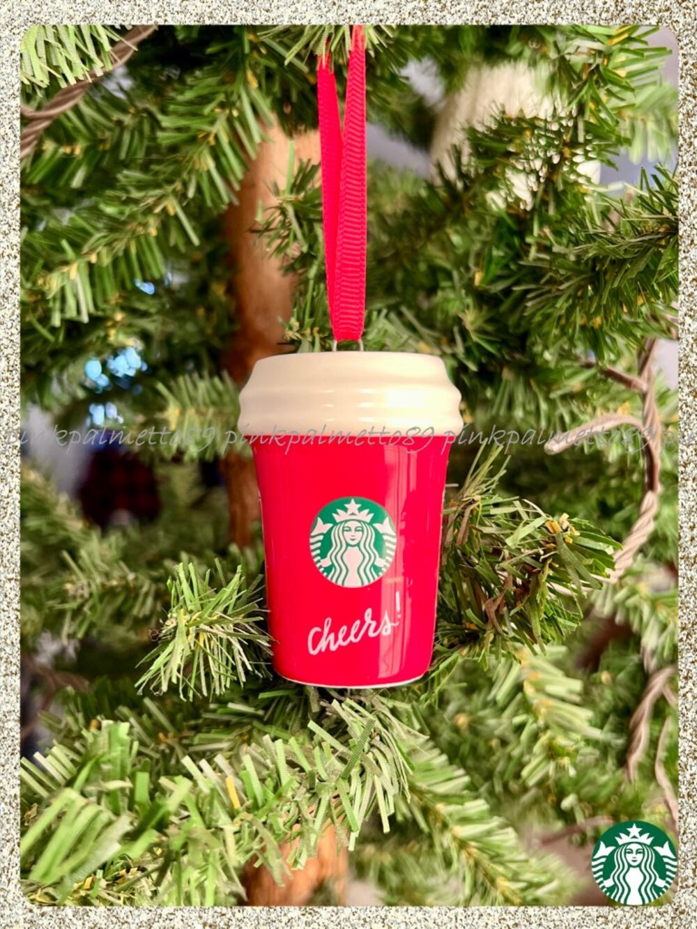 🎄☕ NIB/NWT 2025 Starbucks Ceramic "Cheers" Red Cup Christmas Tree Ornament